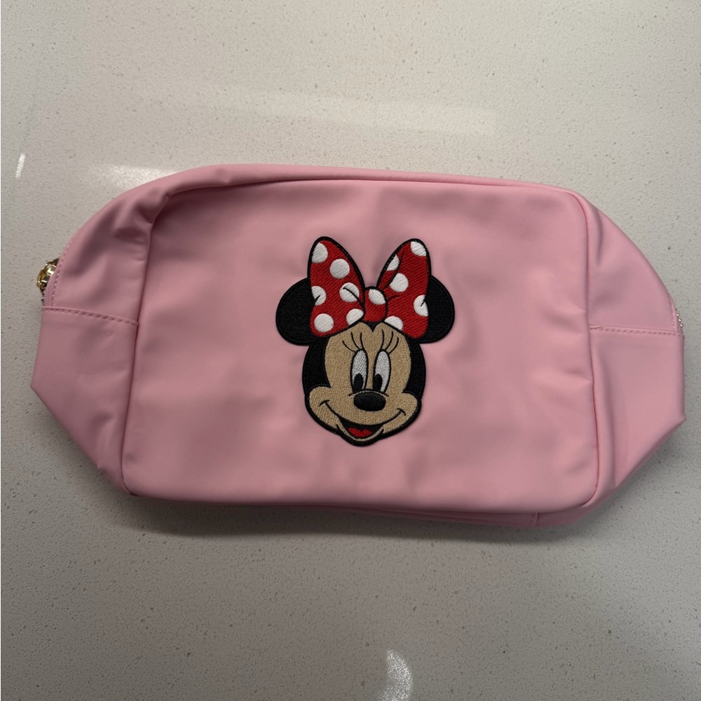 Stoney Clover Lane Large Flamingo Pouch with Minnie Mouse Patch (sewn)